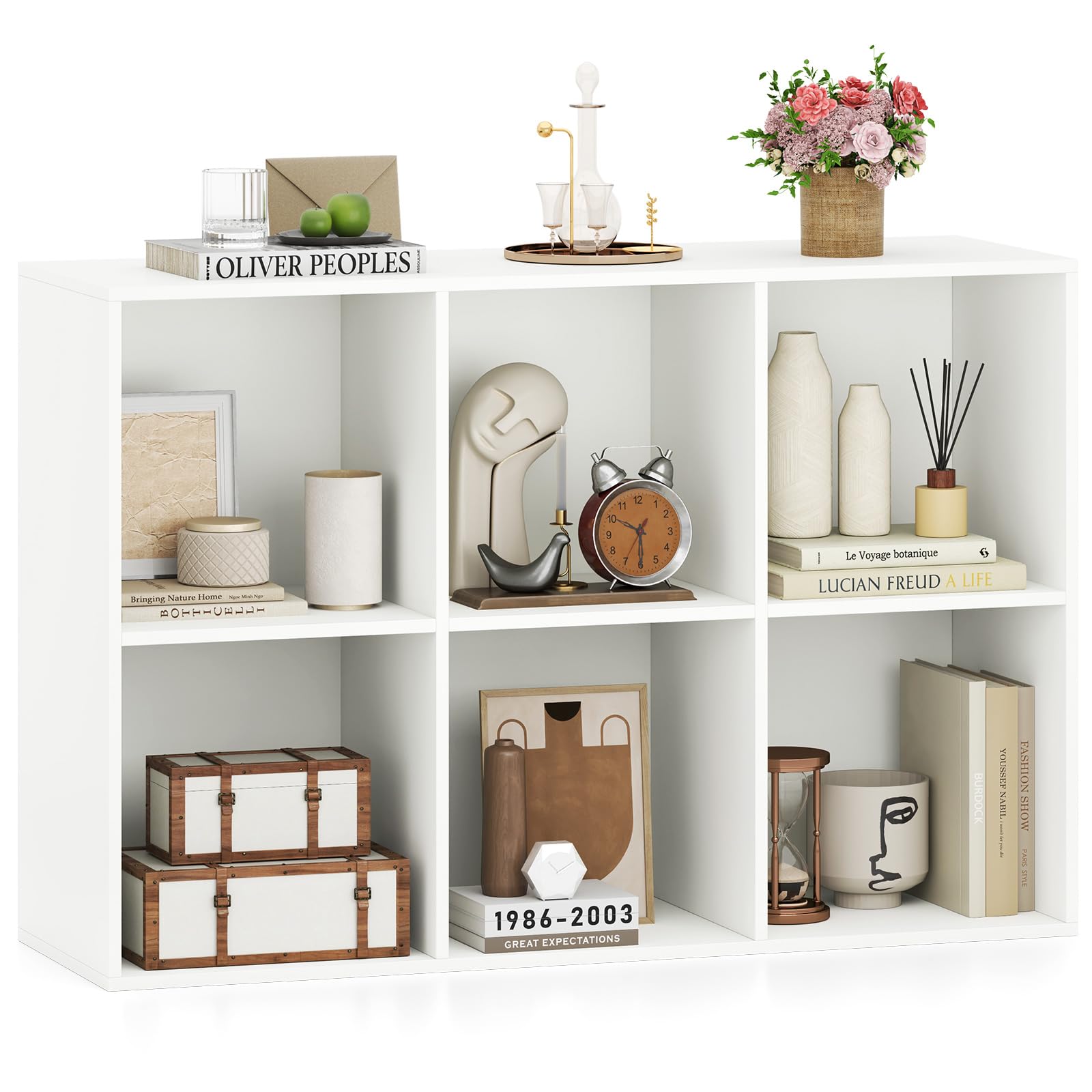 Tangkula 6-Cube Bookcase, Modern Freestanding 3-Tier Bookshelf